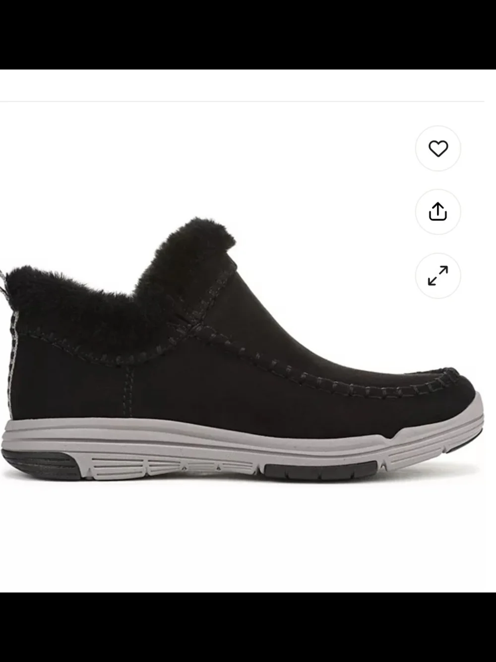 Ryka Arrow Black Slip-On Ankle Bootie with Faux Fur Cuff